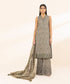 Unstitched Women's Embroidered Lawn Brown Three Piece Suit